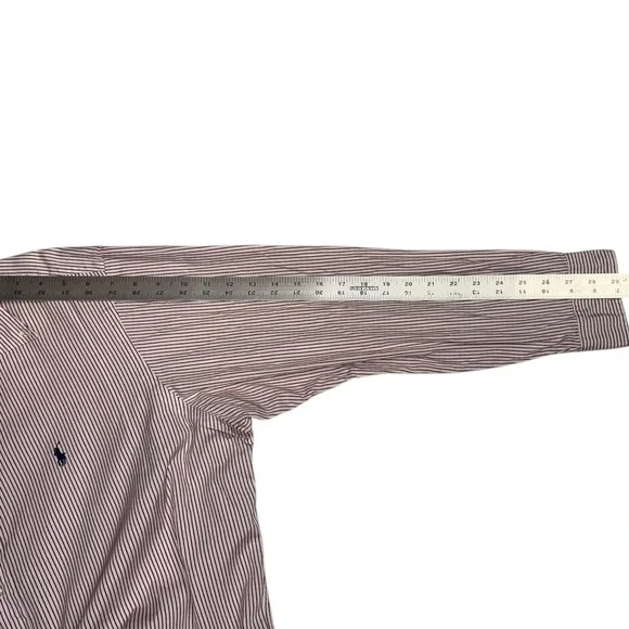 Ralph Lauren Dress Shirt Mens Classic Fit 16.5/33 Burgundy Striped Button Down - Picture 6 of 6